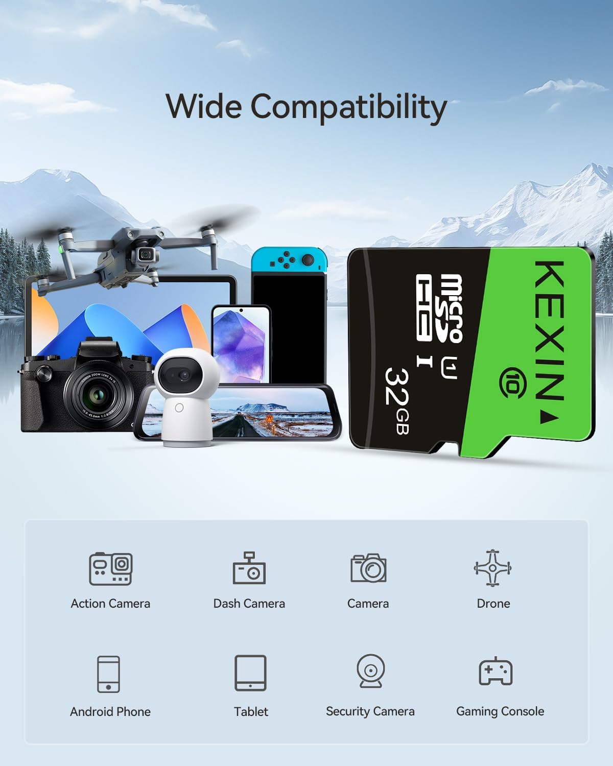 KEXIN 32GB 5 Pack C10 U1 5 Pack 32 Micro SD Card with SD Adapter microSDHC Memory Card UHS-I Micro SD Card Full HD High