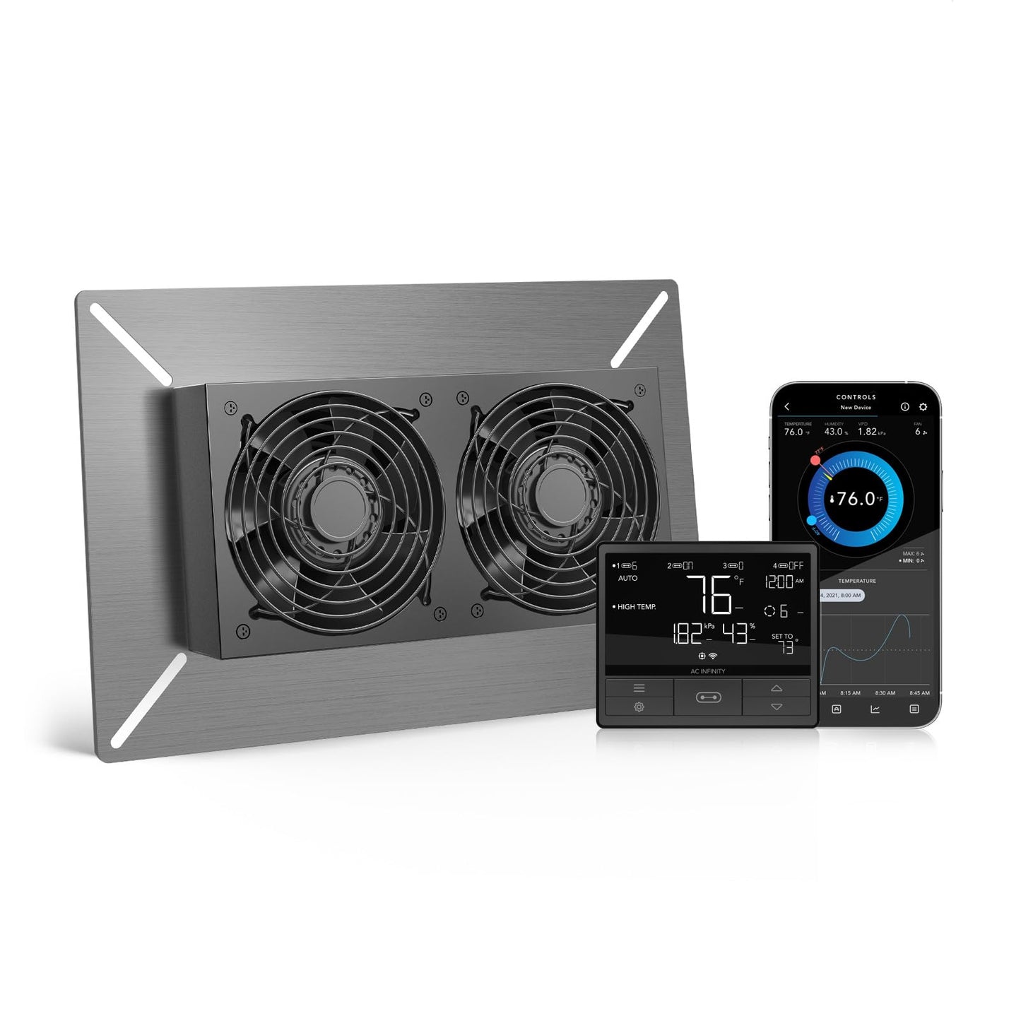 AC Infinity AIRTITAN T7, Ventilation Exhaust Fan 12" with WiFi Temperature Humidity Controller, EC Motor for Crawl Spaces, Basements, and Garages