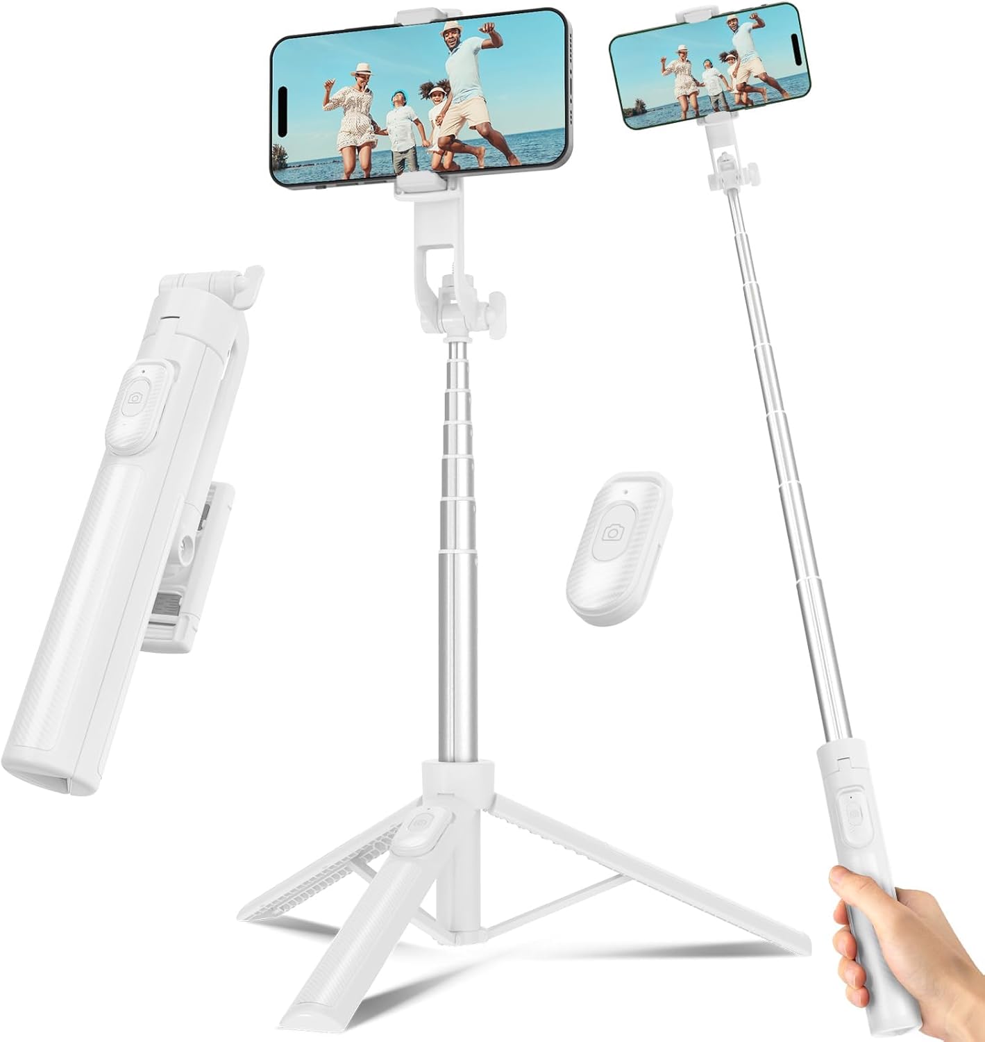 Liphisy 50 Inch, Selfie Stick Travel Tripod for Cell Phone with Remote Control and Phone Holder, Extendable Selfie