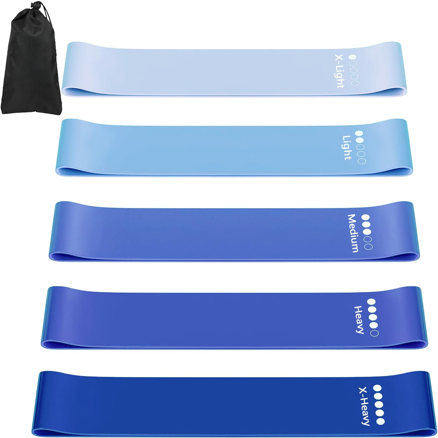 Resistance Bands for Working Out, Exercise Bands Set of 5, Elastic Bands for Exercise with Workout Guide and Carry Bag, Fitness Bands for Strength Training, Yoga, Pilates, Home Workout, Stretching