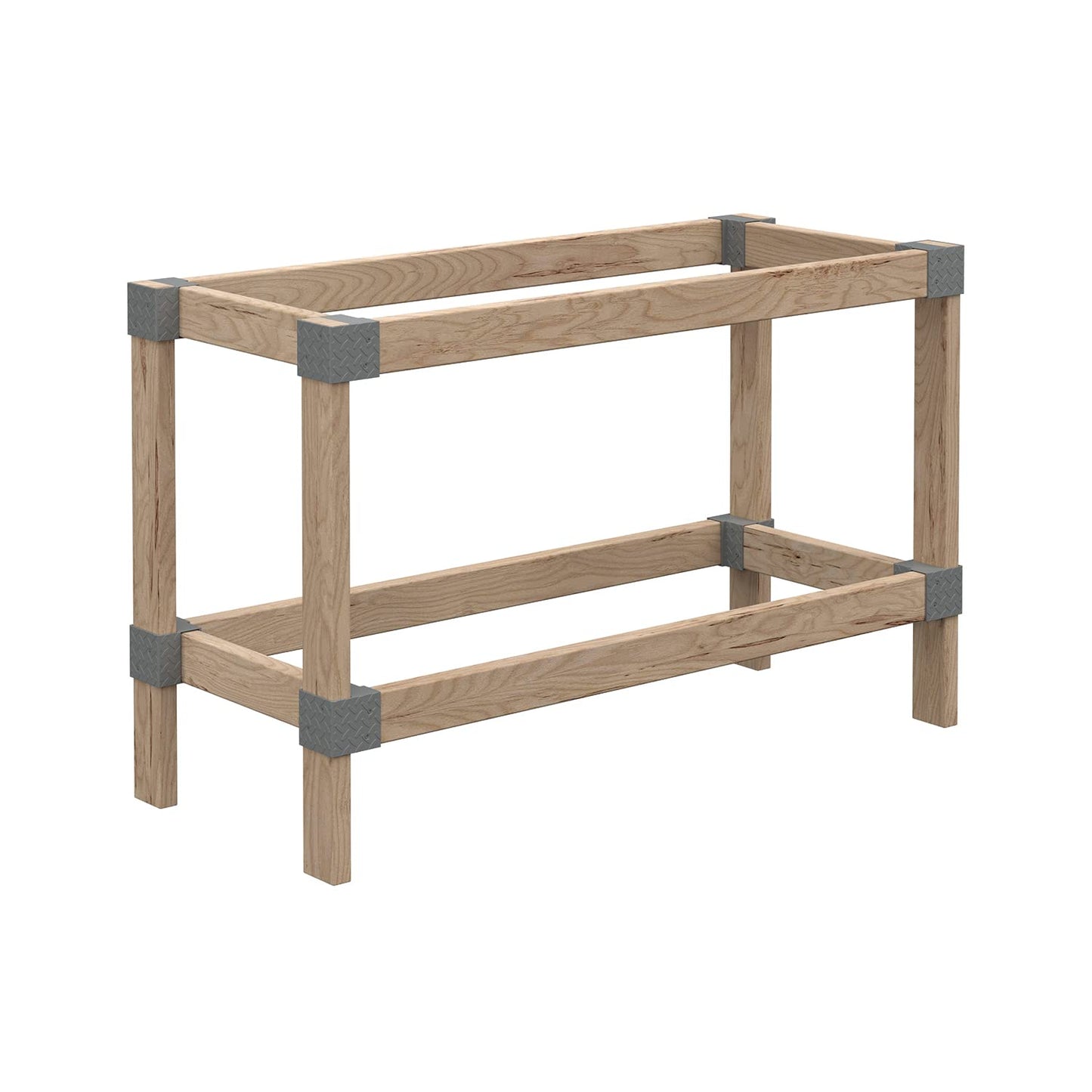 Heavyweight DIY Workbench Hardware Kit, 24 in W x 48 in D, 500 lb Capacity, Easy 90 Cuts, Lumber Not Included, Gray Plastic Brackets
