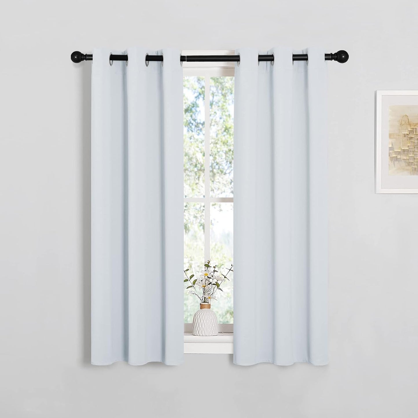 NICETOWN Room Darkening Curtains - Thermal Insulated Grommet Drapes for Bedroom | 2 Panels, 29x45, Platinum Greyish White