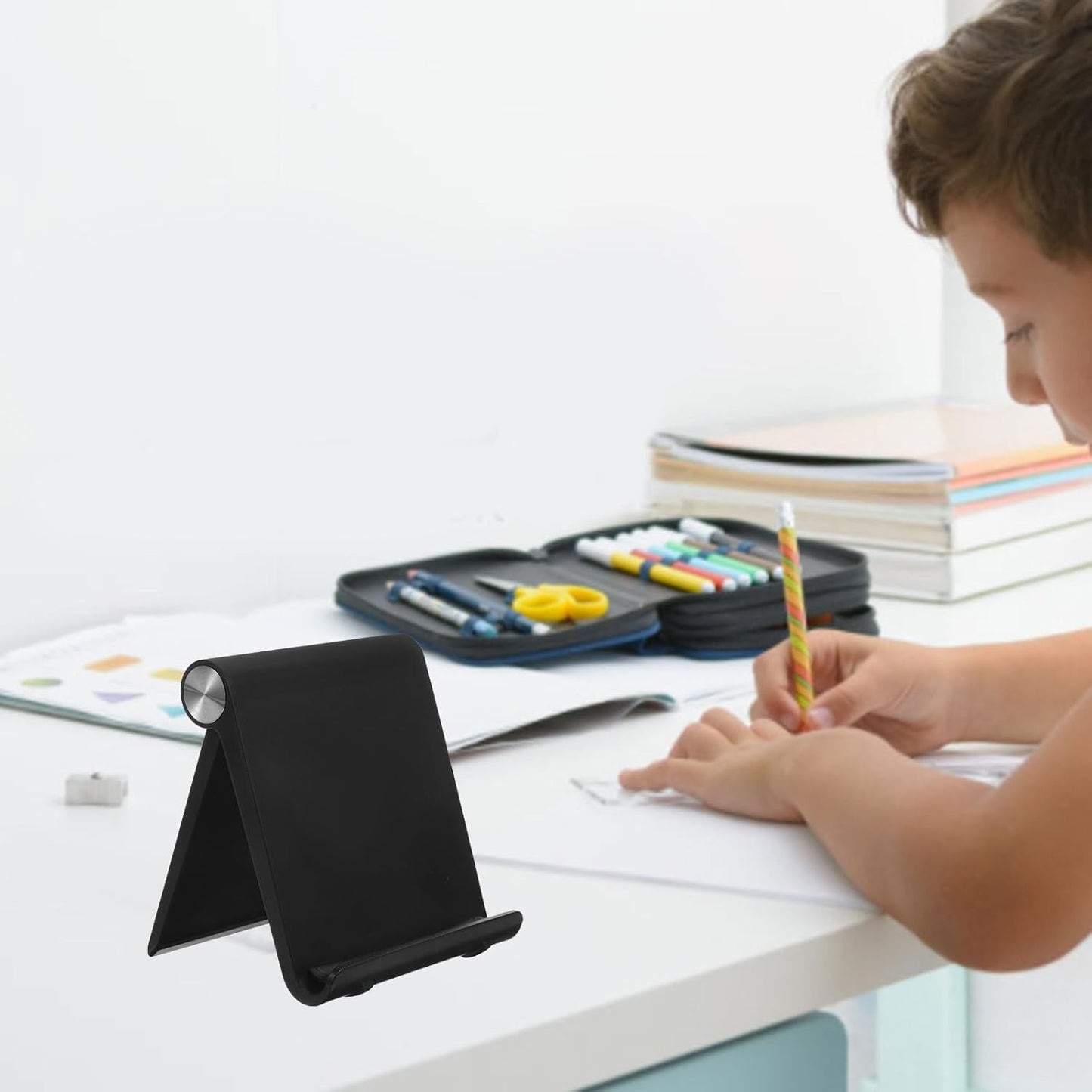 BETOOKY Adjustable Mobile Phone Stand and Tablet Holder for Desk Use, Foldable Compact Desktop Cell Phone Bracket