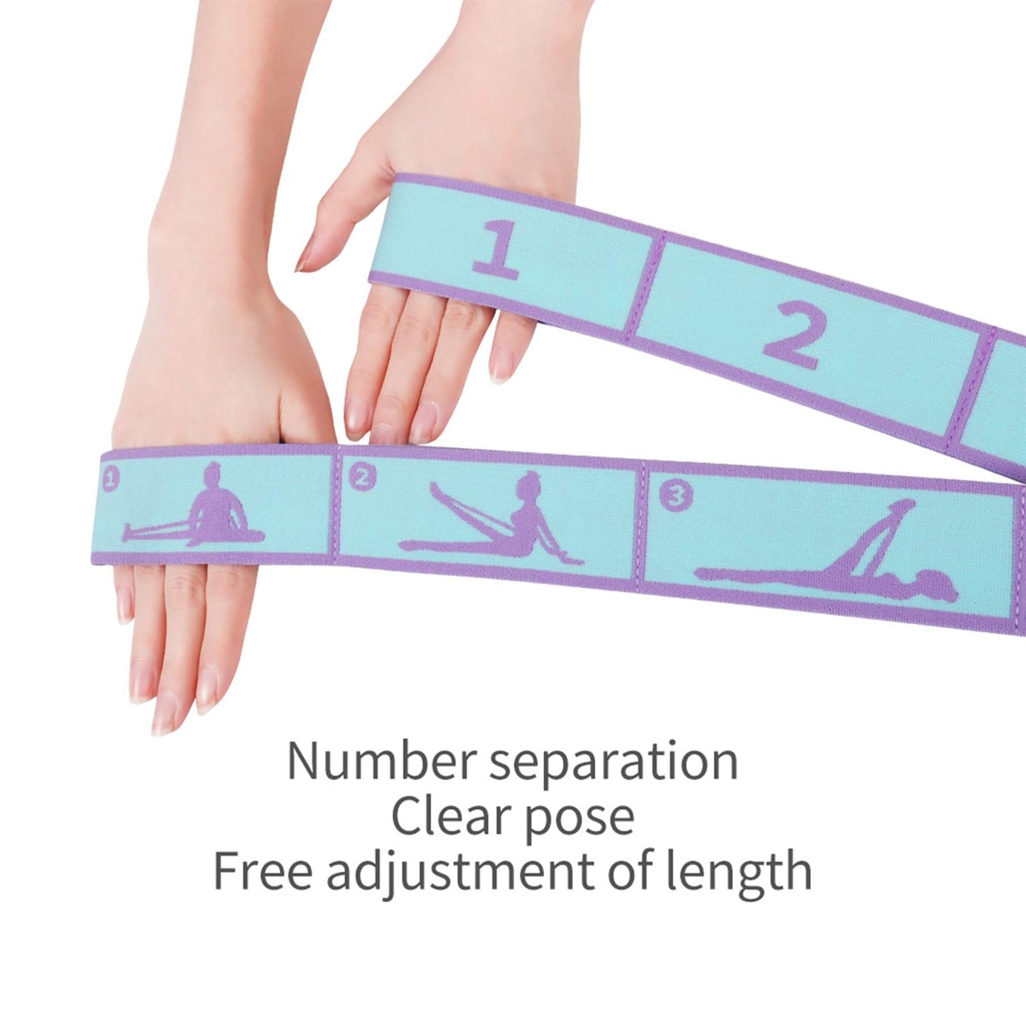 Elastic Yoga Stretching Strap Pattern Guide with 9 Loops, Stretch Strap for Ballet, Leg, Body, Stretch Band for Physical Therapy, Dance, Pilates, Gymnastics (Blue)