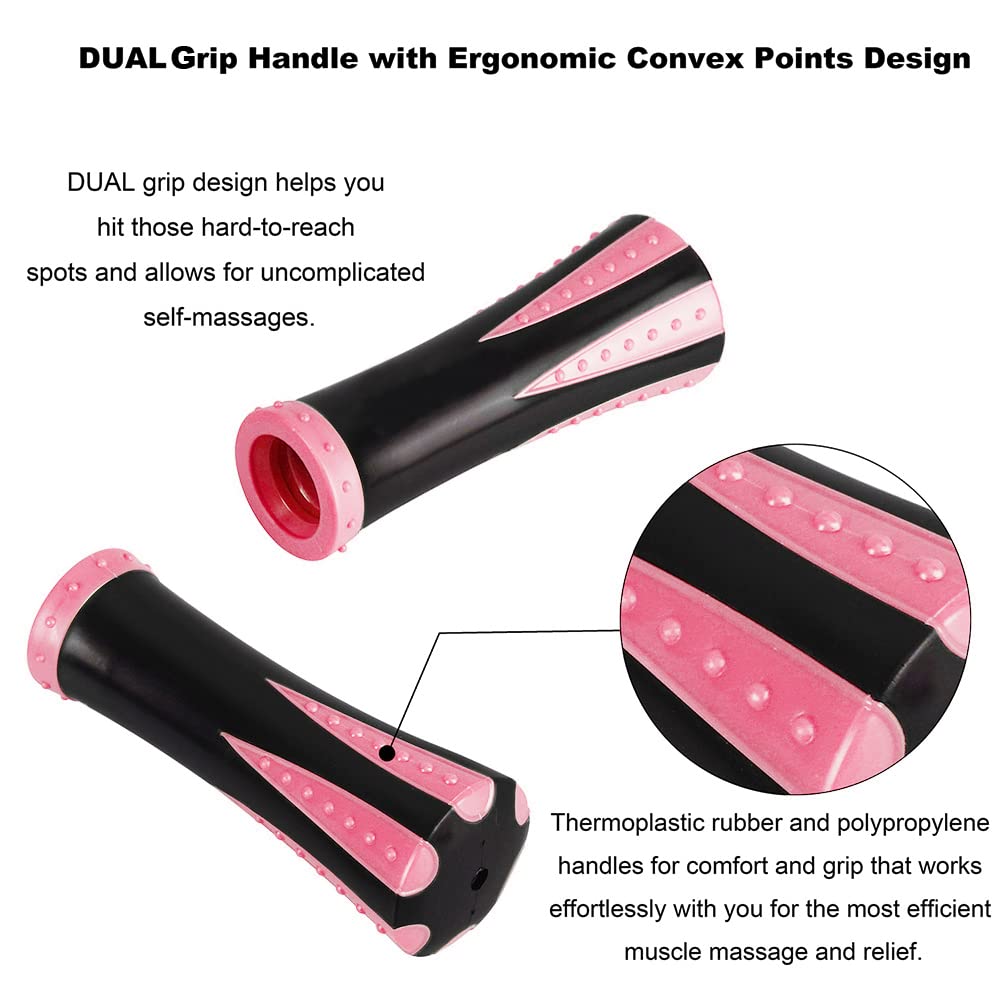 YANSYI Professional 9-Roller Deep Tissue Massage Stick - Portable Muscle Recovery Roller for Athletes, Relieves Post-Workout Soreness & Leg/Back Pain - Portable Physio Tool (Pink)