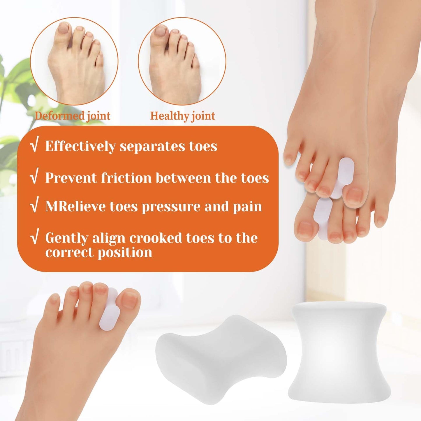 12Pcs Bunion Corrector Gel Toe Separators Soft Toe Spacers Overlapping Toes Pads Gel Orthotics for Men Women Sports Activities Calluses Crooked Toes Hammertoe Straighten Pain Relief (6L)