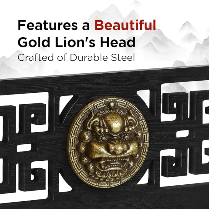 Logest Sword Stand - 4 Tier Options Available - Crafted Using Wood Katana Holder - Furnished in Black With a Gold Lion?™s Head - Desirable Sword Display Gift Option - Sword Holder Katana Stand (2-Tier)