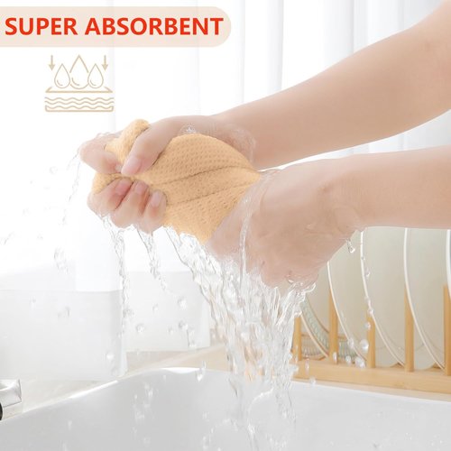 Homaxy Kitchen Dish Cloths - 100% Cotton Waffle Weave, Ultra Soft & Absorbent, 12 x 12 Inches, 6-Pack | Apricot