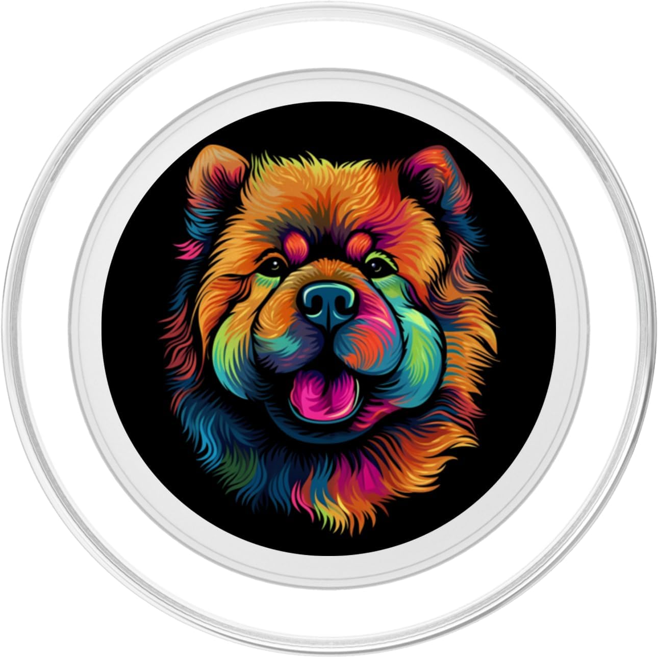 Chow Chow Gifts by J Chow Chow Colorful Dog Face Funny Black PopSockets PopGrip for MagSafe