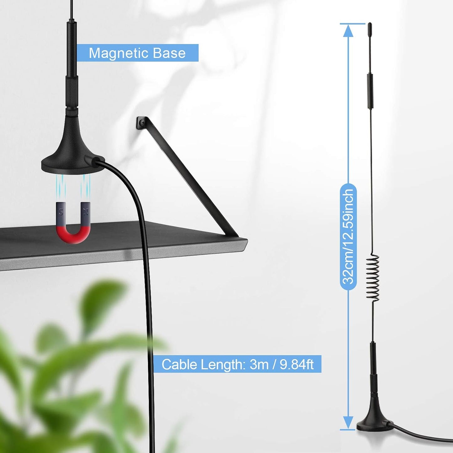 BINGFU 4G 7dBi (2-Pack) 4G LTE Magnetic Base MIMO SMA Male Antenna Compatible with LTE Wireless CPE Router Hotspot