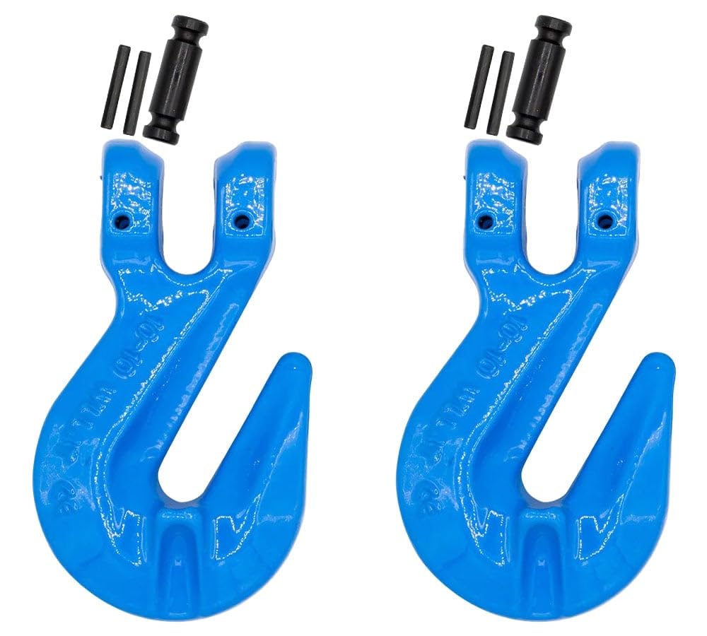 Mytee Products 2 Pack 3/8" Grade 100 Cradle Clevis Grab Hook for Lifting - 8,800 LBS WLL Heavy Duty Tow Chain Hook for Trailer/Truck Transport