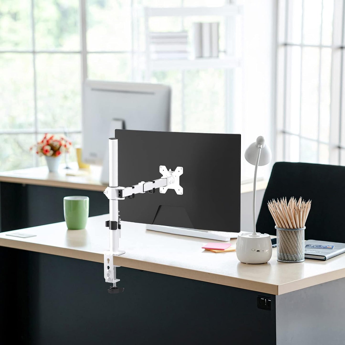 suptek 1 13" 32" 15.75 inch 75x75mm 100x100mm,White (MD9421W) Single Monitor Arm Desk Mount Fully Adjustable Monitor