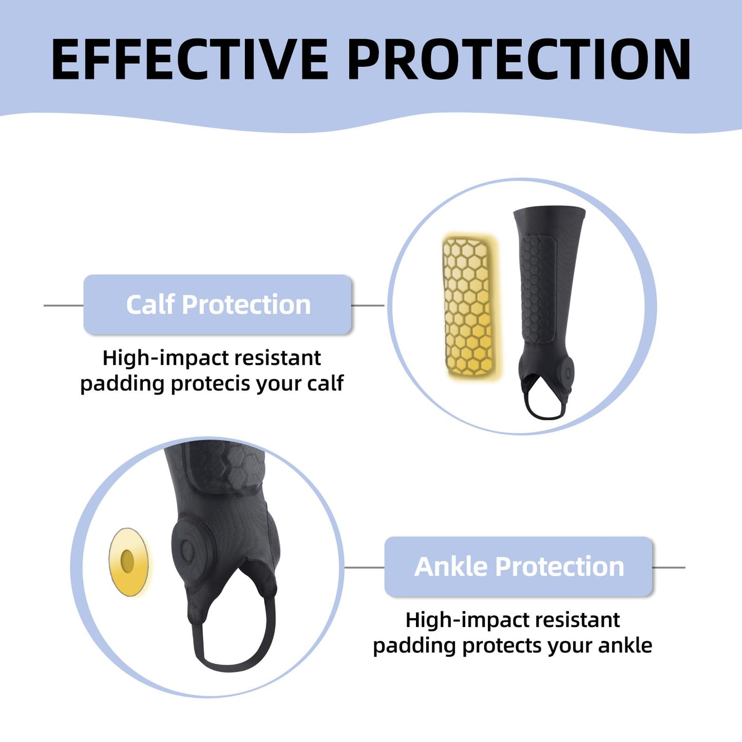 norespnea Soccer Shin Guards, Soccer Shin Guard Pads with Calf and Ankle Protection, SoccerProtective Equipment for Youth and Adult, SoccerAccessories for Boys and Girls– Black(M)