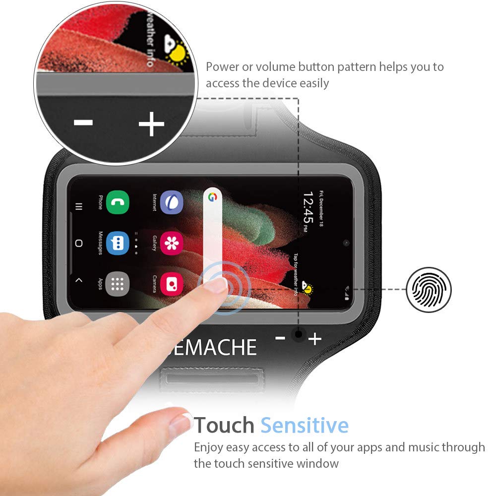 Galaxy S26 S25 Ultra Armband, JEMACHE Gym Workouts Running Arm Band for Samsung Galaxy S26 S25 S24 S23 S22 Ultra (Black)