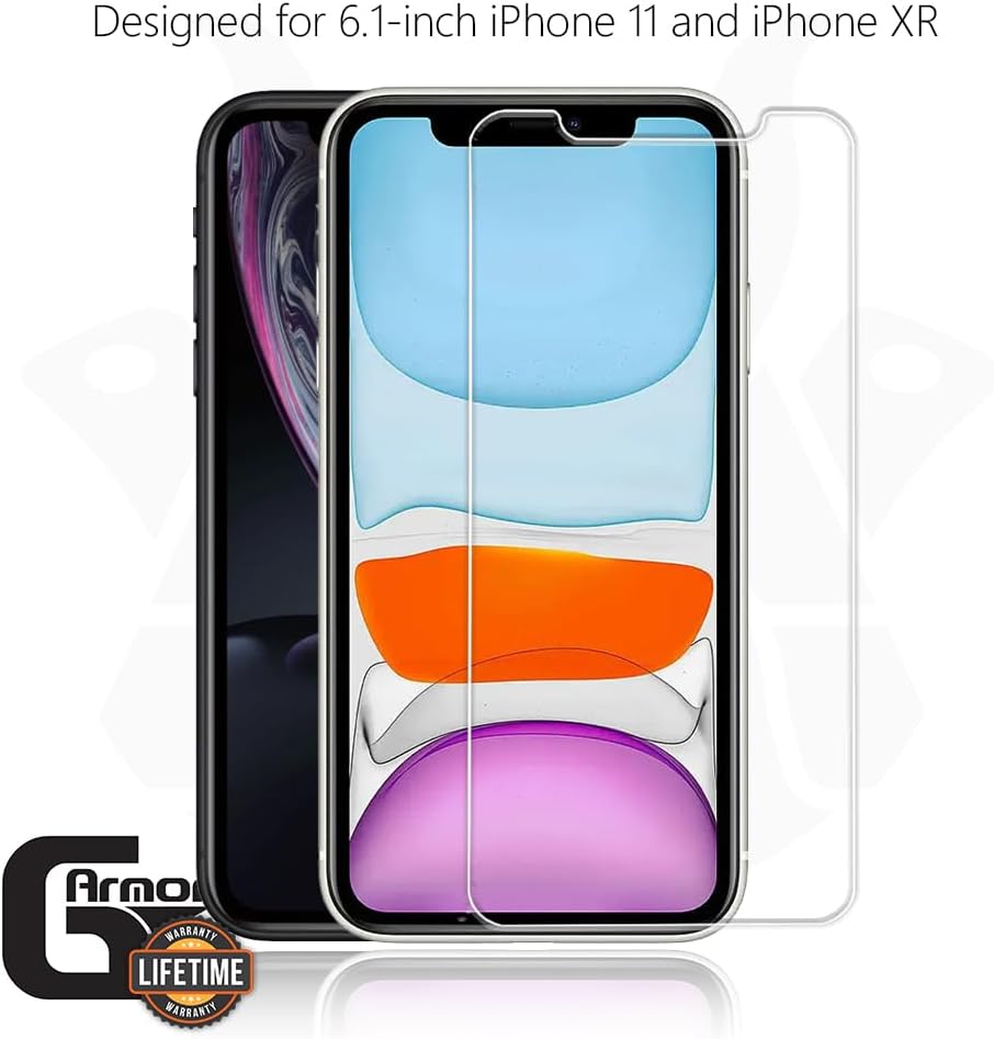 2 Pack 11 (6.1-inch) 9H Ultra Clear Glass Screen Protector for iPhone XR, - Lifetime Replacement, Tempered Glass