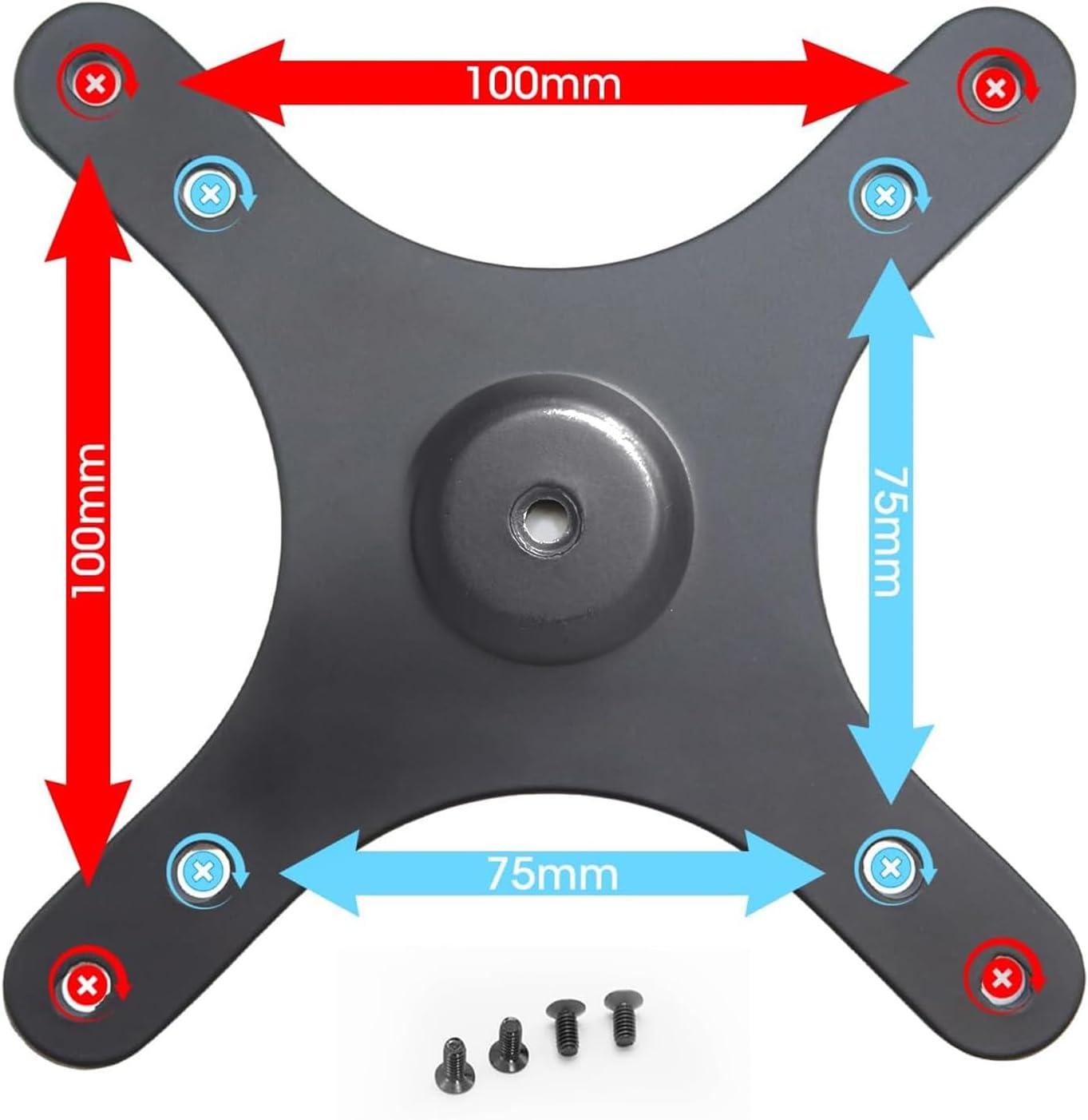 Kado 1/4" 100x100mm 75x75mm, M4 Set Portable Monitor Mounting Adapter Bracket Plate, Screw Hole to Screw Wall Mount Arm