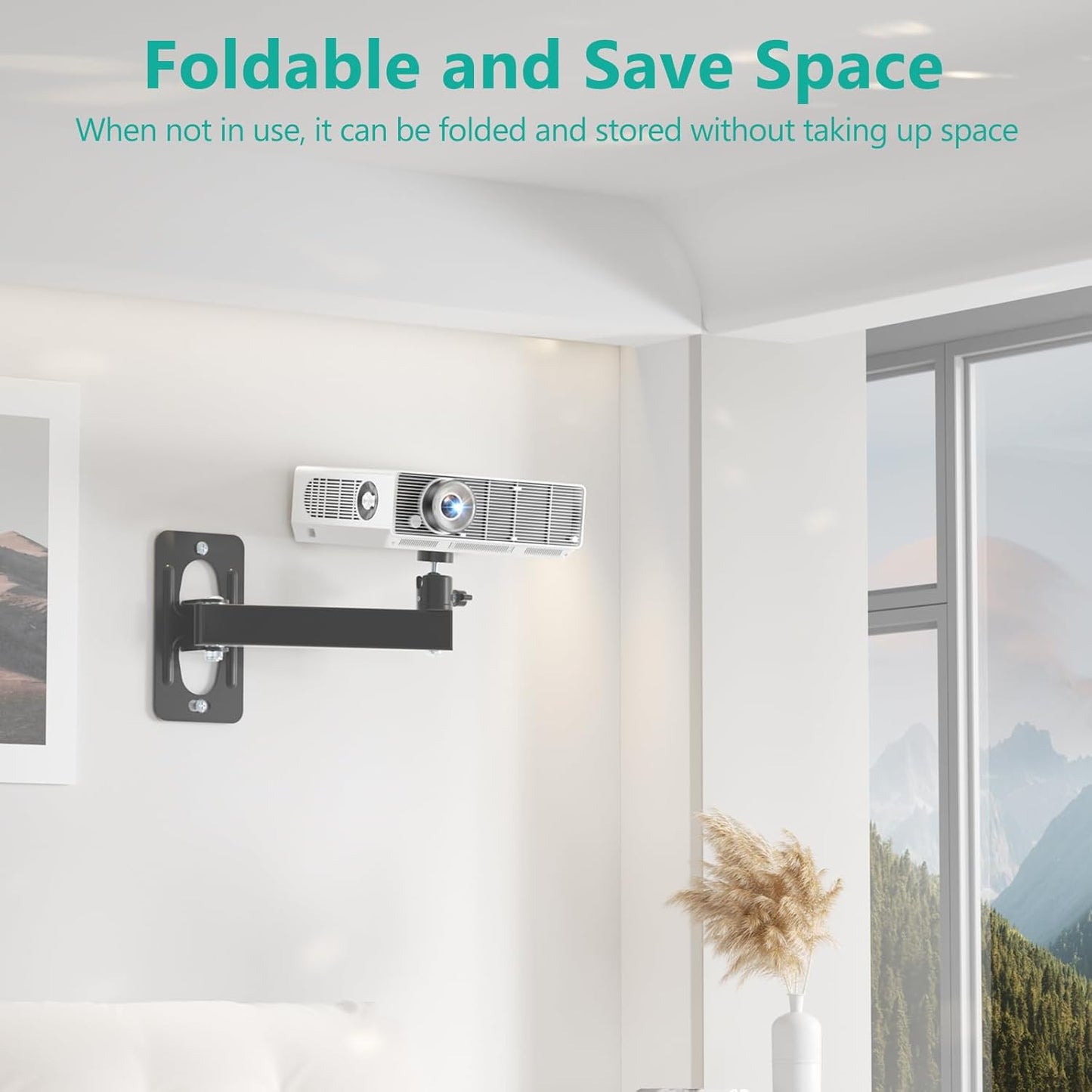 WALI 1/4" M4 M6 4.4lbs 1330LM-PMS, Mini Projector Wall Mount, Full Motion Adjustable Bracket for Screws, Hanging Holder