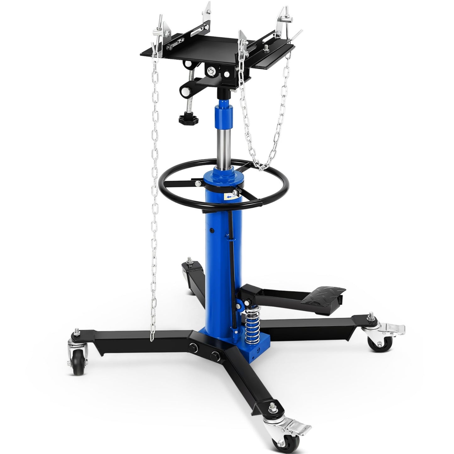 COZONY Transmission Jack, 1322lbs (3/5 Ton), 2-Stage Hydraulic Telescopic Design, Lifts 34"-68", with Foot Pedal & 360° Swivel Wheels, Ideal for Garage and Car Lifting, Blue