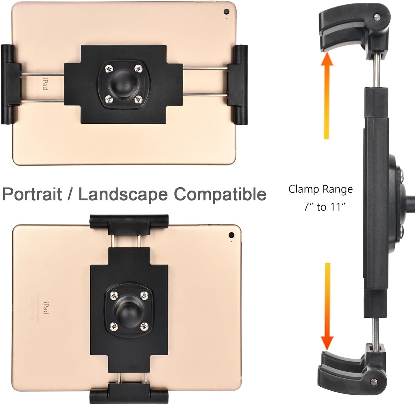 VAUBORTTI 1" 7-12.9" Ball Tablet Holder Screw-Mounted Tablet Mount Compatible with RAM B Size System, Adjustable iPad