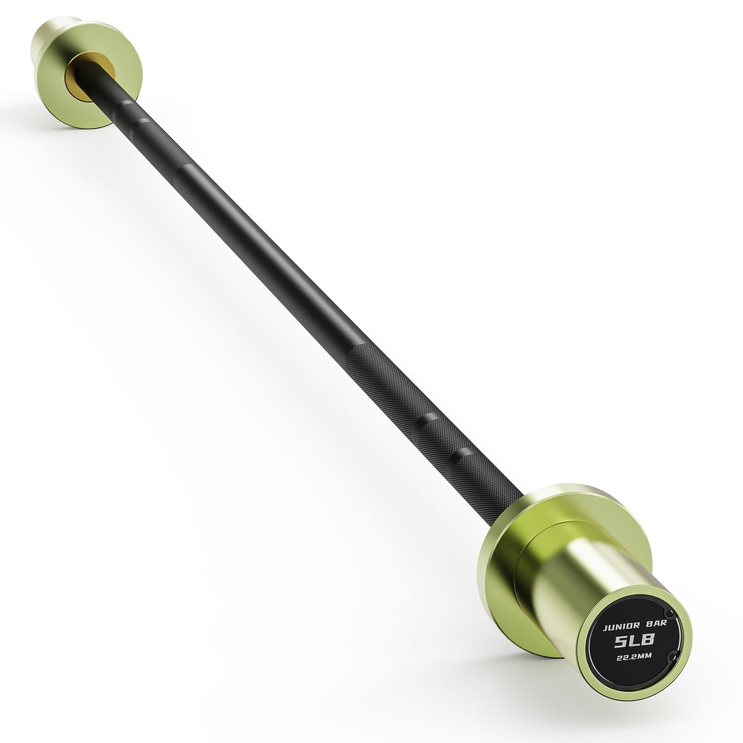 PAPABABE 5LB Mini Barbell Bar 4ft Technique Training Barbell For Beginner Women kid 2-inch Plate Barbell for Home Gym Fitness Black-Green