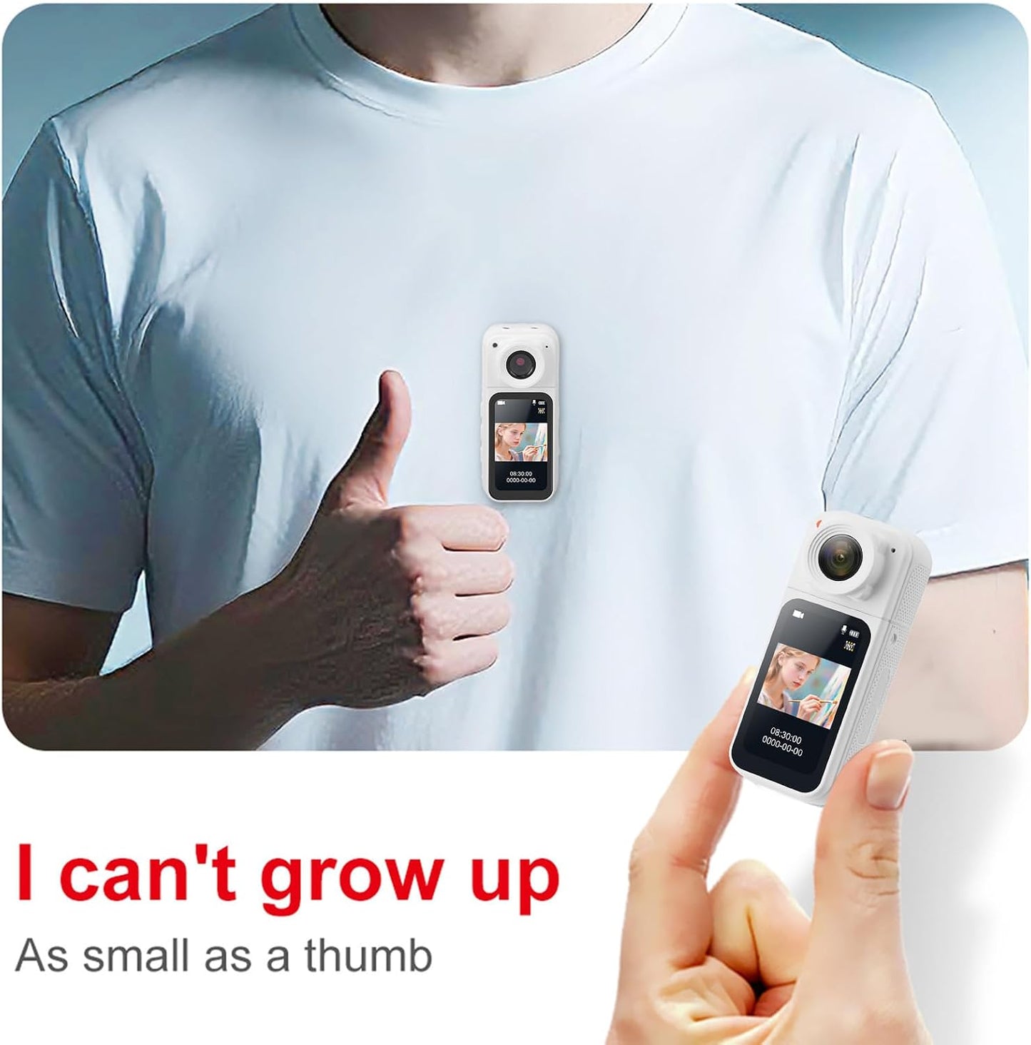 1080P Zyyini Action Camera, Mini Body Wearable Portable Thumb Camera Video Recorder with Magnetic Lanyard, One Click