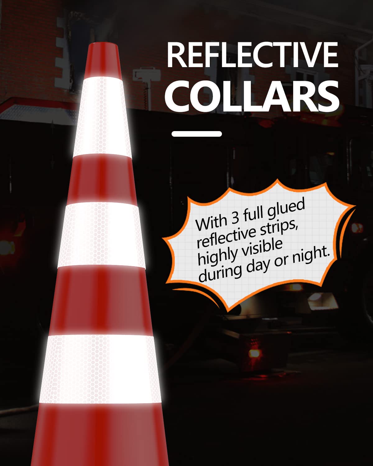 (4 Pack) BATTIFE Traffic Cones 36 Inch with Black Weighted Base, PVC Orange Cone for Traffic Control,Construction Events, Driveway Road Parking Lot