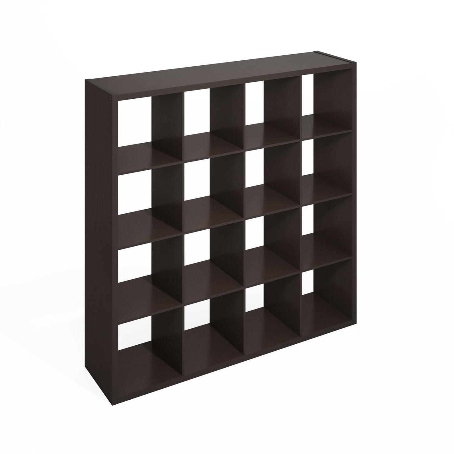 Furinno Simple Cube Storage Organizer, 16-Cube Display Shelf, Open Back Shelving Unit, Storage Shelves, Extra Thick Frame, for Organization and Storage, Living Room, Home Office, Black Dark Oak