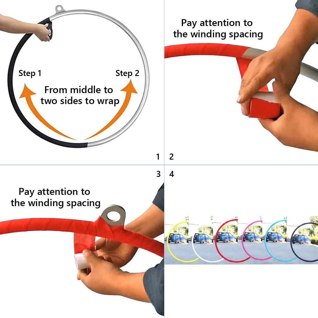 PRIOR FITNESS Aerial Lyra Hoop Anti Skid Tape Aerial Hoop Lyra Non Slip Grip Tape Yoga Rig Belt for Exercises Gymnastics Acrobatics Kinesiology (Red)