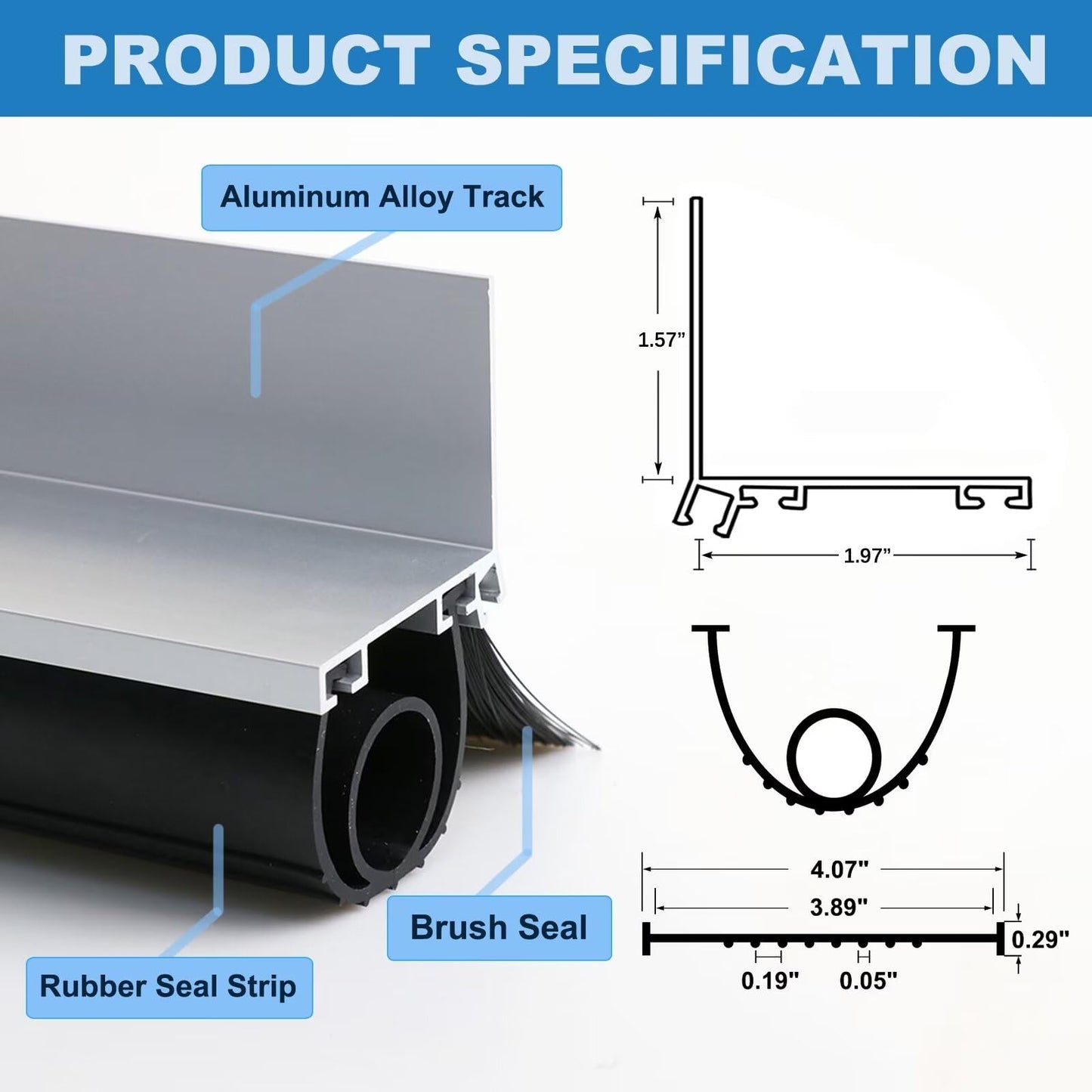 Duzzy Universal Garage Door Seals Kit, Weatherproofing Bottom Rubber with Brush and Aluminum Track Retainer Base Kit, U Shape+O Ring Heavy Duty Weatherproof Parts Kit (10 Feet)