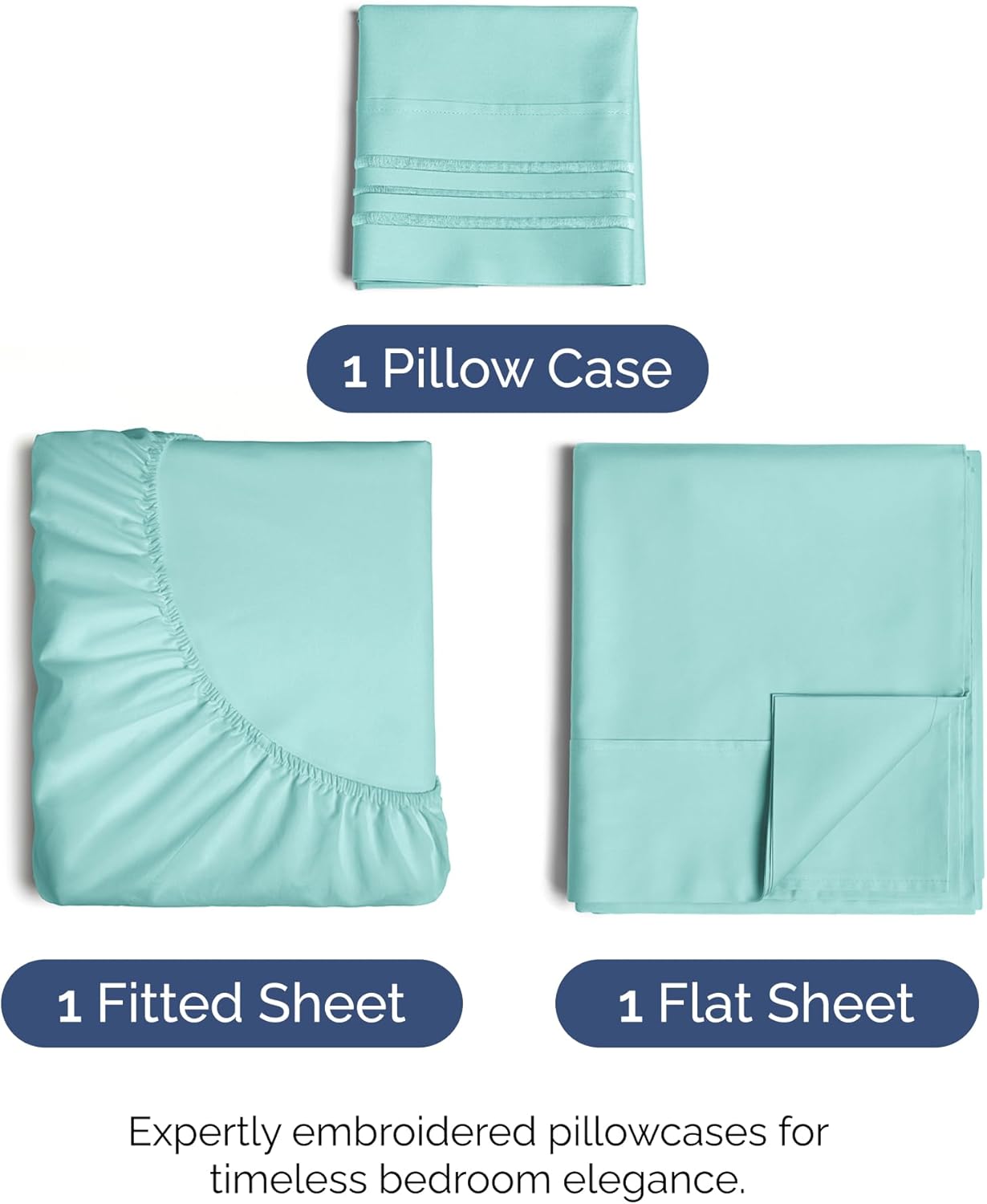 Regine Switzerland Twin XL Sheet Set - Comfy Cooling Bed Sheets - Luxury Hotel Quality - Deep Pockets, Soft, Wrinkle-Free - Spa Blue