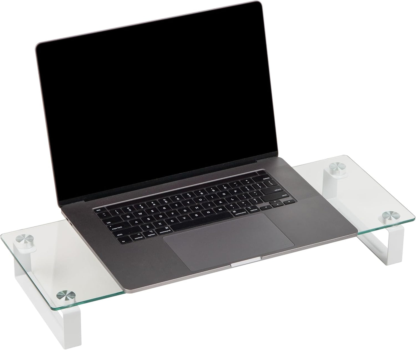 Contemporary Clear Glass Monitor Stand - Stylish Desktop Organizer and Laptop Riser