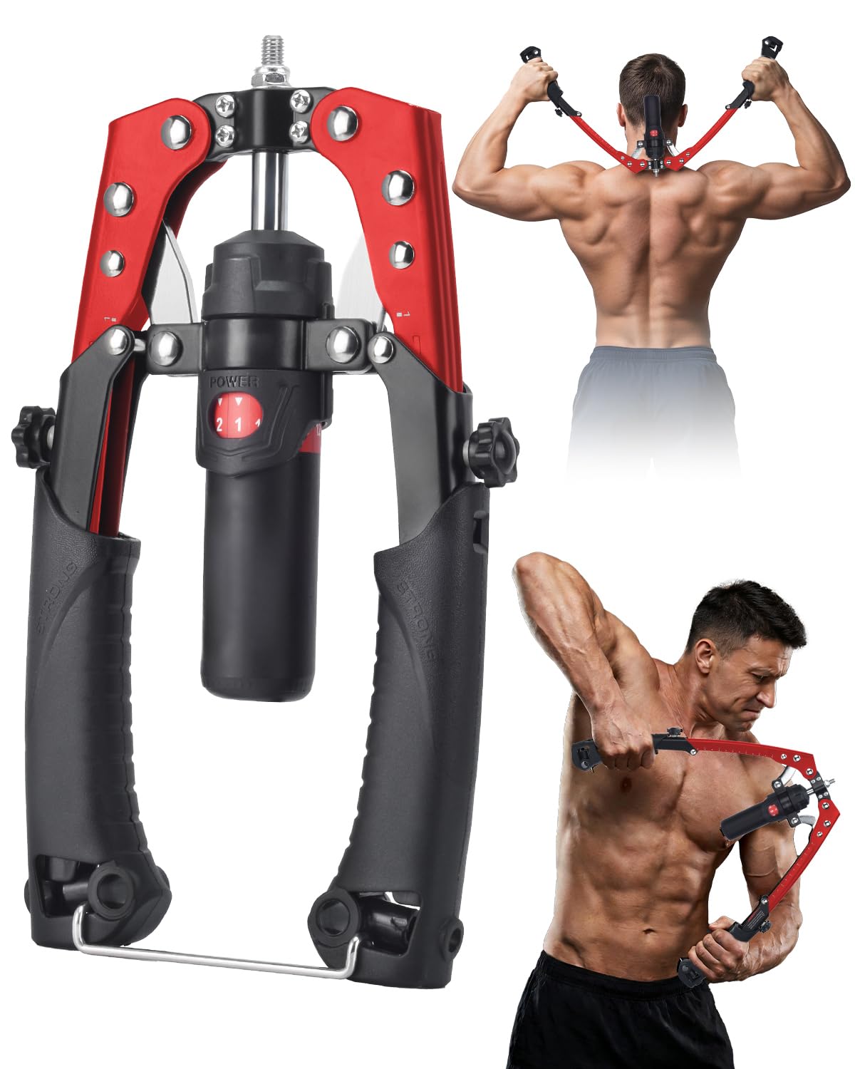 Abahub Twister Arm Exerciser, Enhanced Hydraulic Power Chest Expander for Men Women, 22-440LBS Adjustable Resistance Home Gym Equipment, Shoulder Muscle Trainer for Arm, Chest & Core Workout, Red