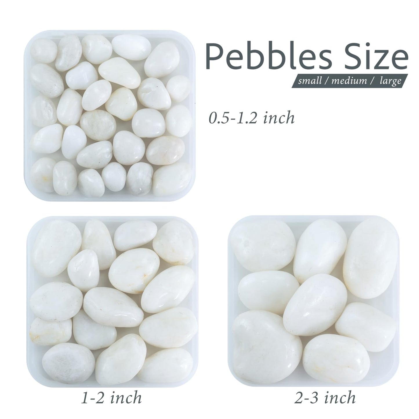 GreenVibe River Rocks for Landscaping, 40lbs White Pebbles for Indoor Plants, 1-2 Inch Decorative Rocks for Planters, High Polished Stones for Vase Filler Fish Tank Garden