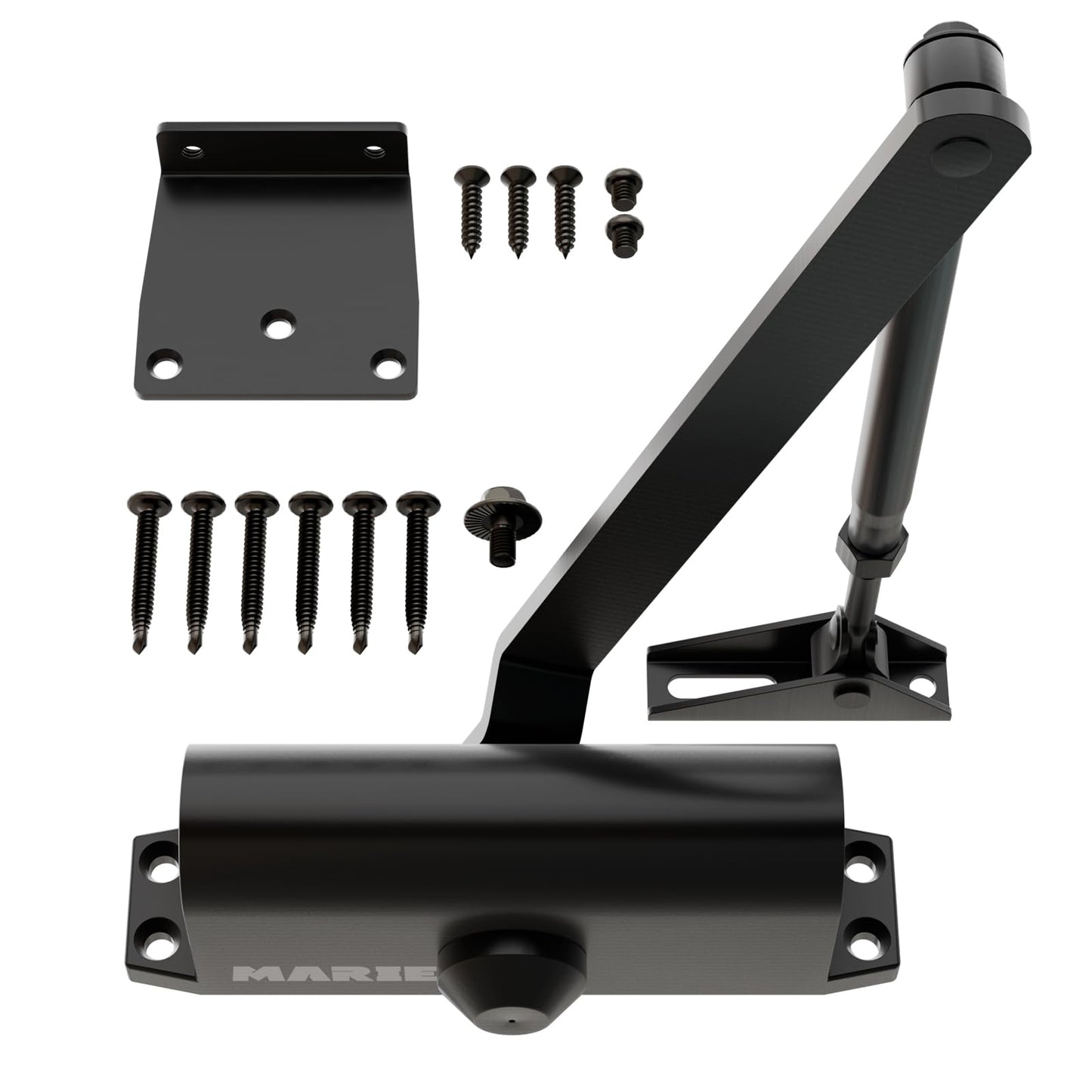 Marie Door Closer for Residential and Commercial Doors,Size 3 Adjustable Automatic Door Closer for Home Use (Black)