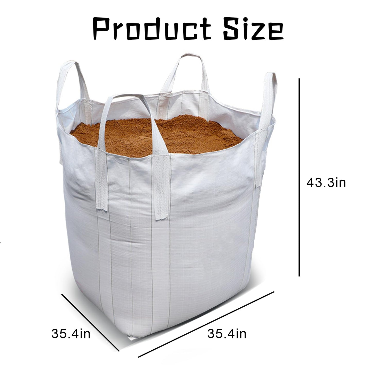 FIBC Bulk Bag Bag 3500lbs 10 Pack 35"L x 35"W x 43"H,1.6 Ton Woven Polypropylene Sacks Flat Bottom Heavy Duty Bulk Bag for Industry Agriculture (10)