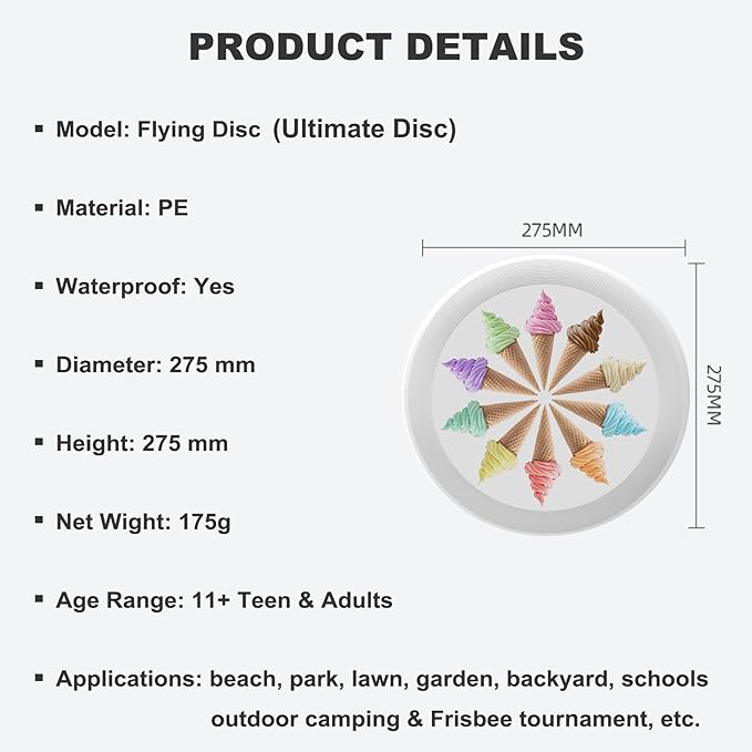 Blue Outdoor Flying Disc Bald Eagle Ultimate Disc 175g for Boys Girls Men Women Birthday Christmas