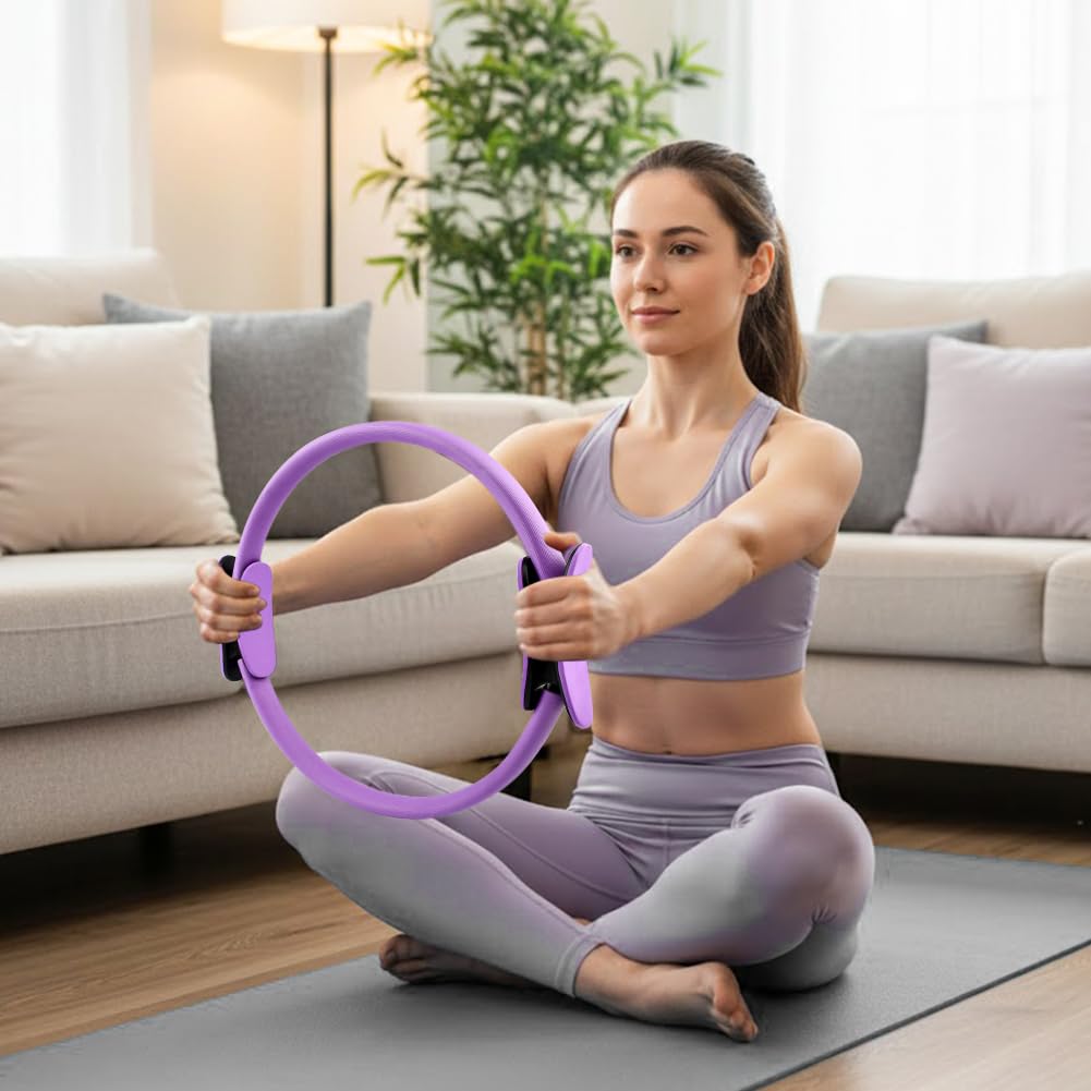Quivorant Pilates Equipment Kit for Home Workout - 10-Piece Set with Pilates Ring, Mini Exercise Ball, 5 Resistance Bands, Core Sliders & Grip Socks - Full Body Toning Fitness Starter Kit with Bag
