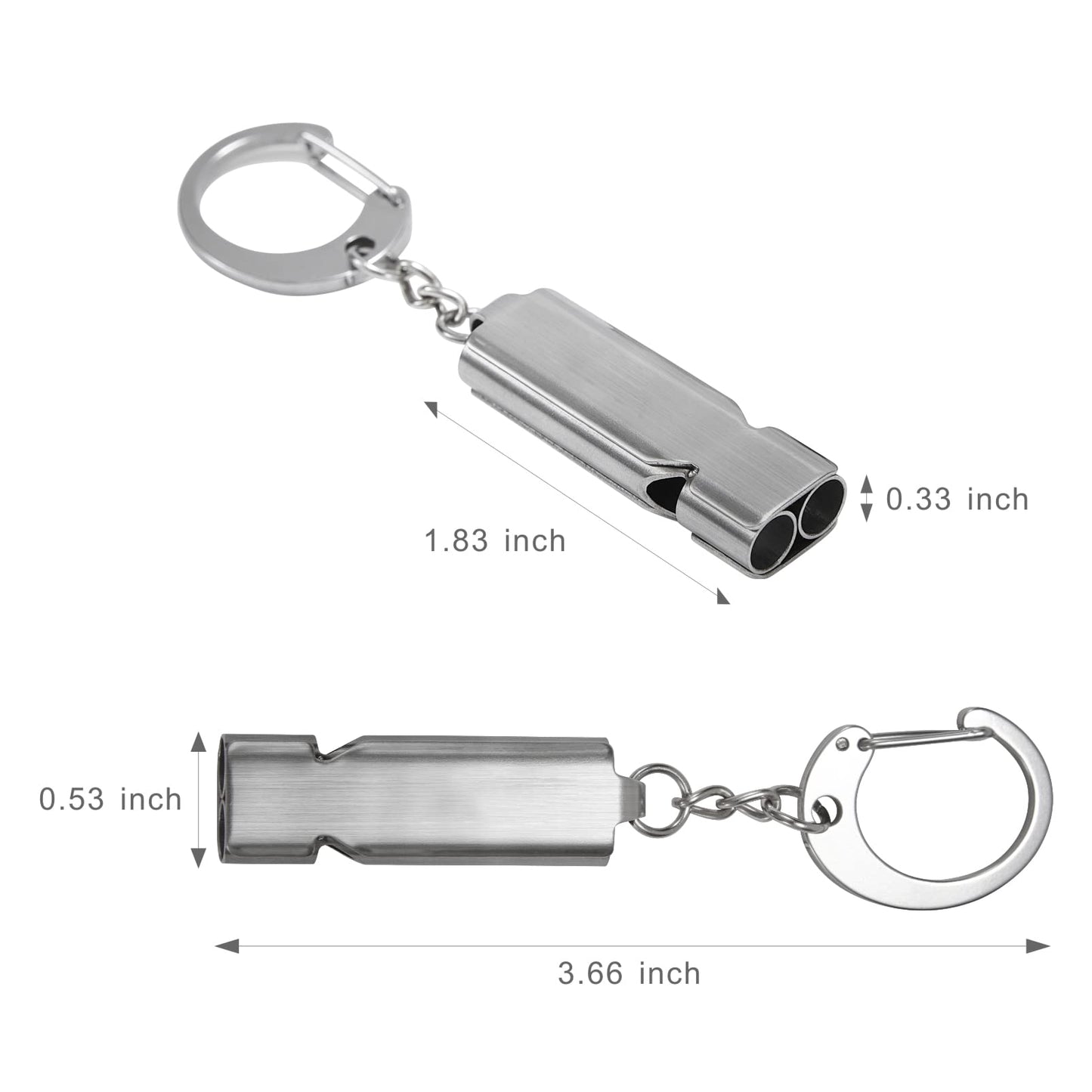 Whistle for Coaches Teachers, Emergency Survival Stainless Steel Whistles 2 Pack with Keychain for Referee Train Hiking Sports Boating Kayak Life Vest Jacket Lifeguard Outdoor Security (Silver)