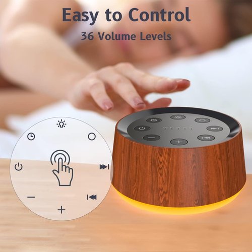 Brown Noise Sound Machine - 30 Soothing Sounds & 12 Color Night Light | 36 Volume Levels & 5 Timers