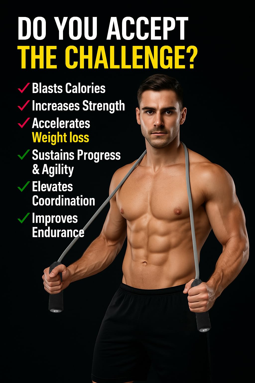 Weighted Jump Rope Workout (1LB) - Tangle-Free Ball Bearing Speed Skipping Rope for MMA Boxing Weight-loss Crossfit Fitness Home Exercise - Adjustable Rope Foam Handles for Men Women Cardio Training