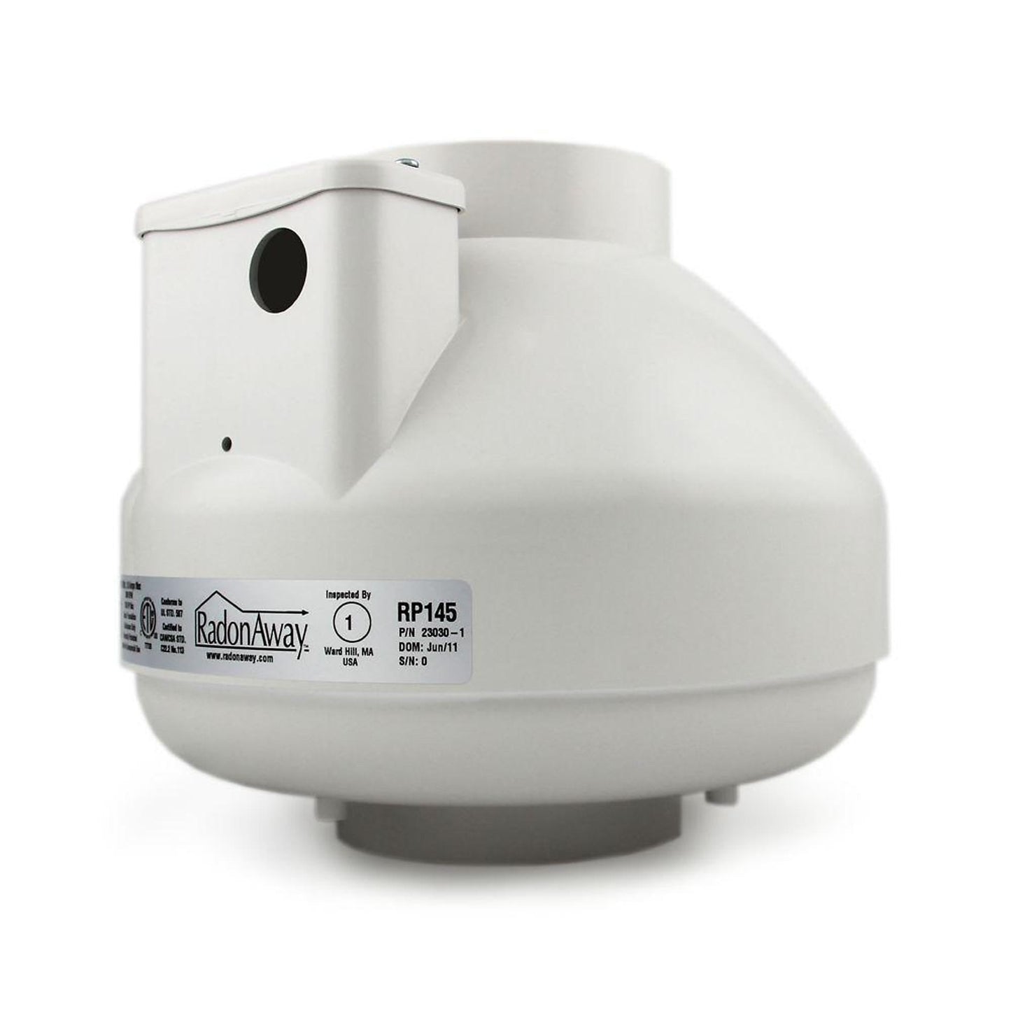 RadonAway RP145C Radon Fan P/N 23030-1 Inlet/outlet Diameter of 4.5