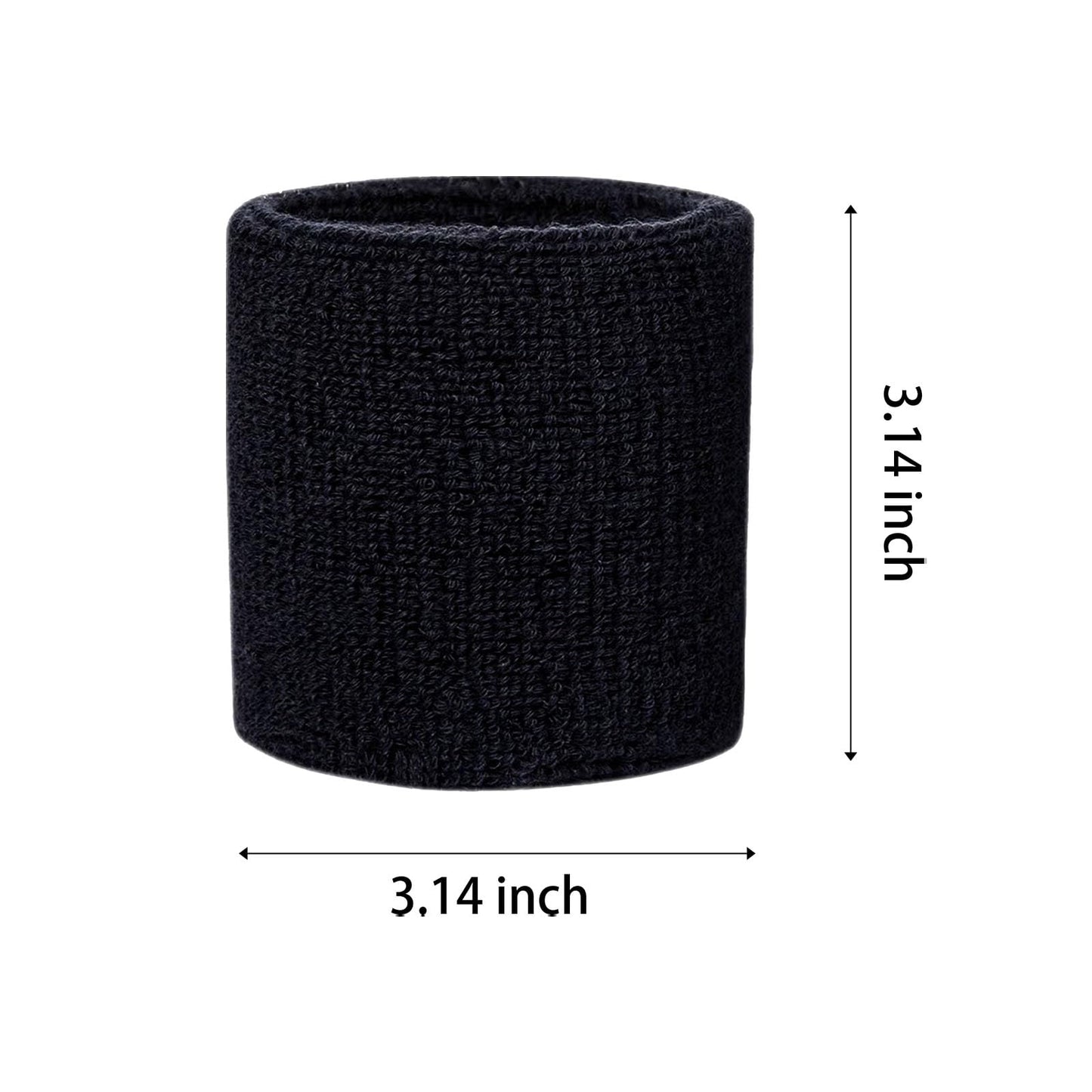 Fecawd 6 Pack Wristbands Sweatbands for Men & Women, Breathable Tennis Wrist Bands Absorbent Sweat Band Multiuse Wristband for Basketball, Running, Gym, Working Out(Black,White,Grey)