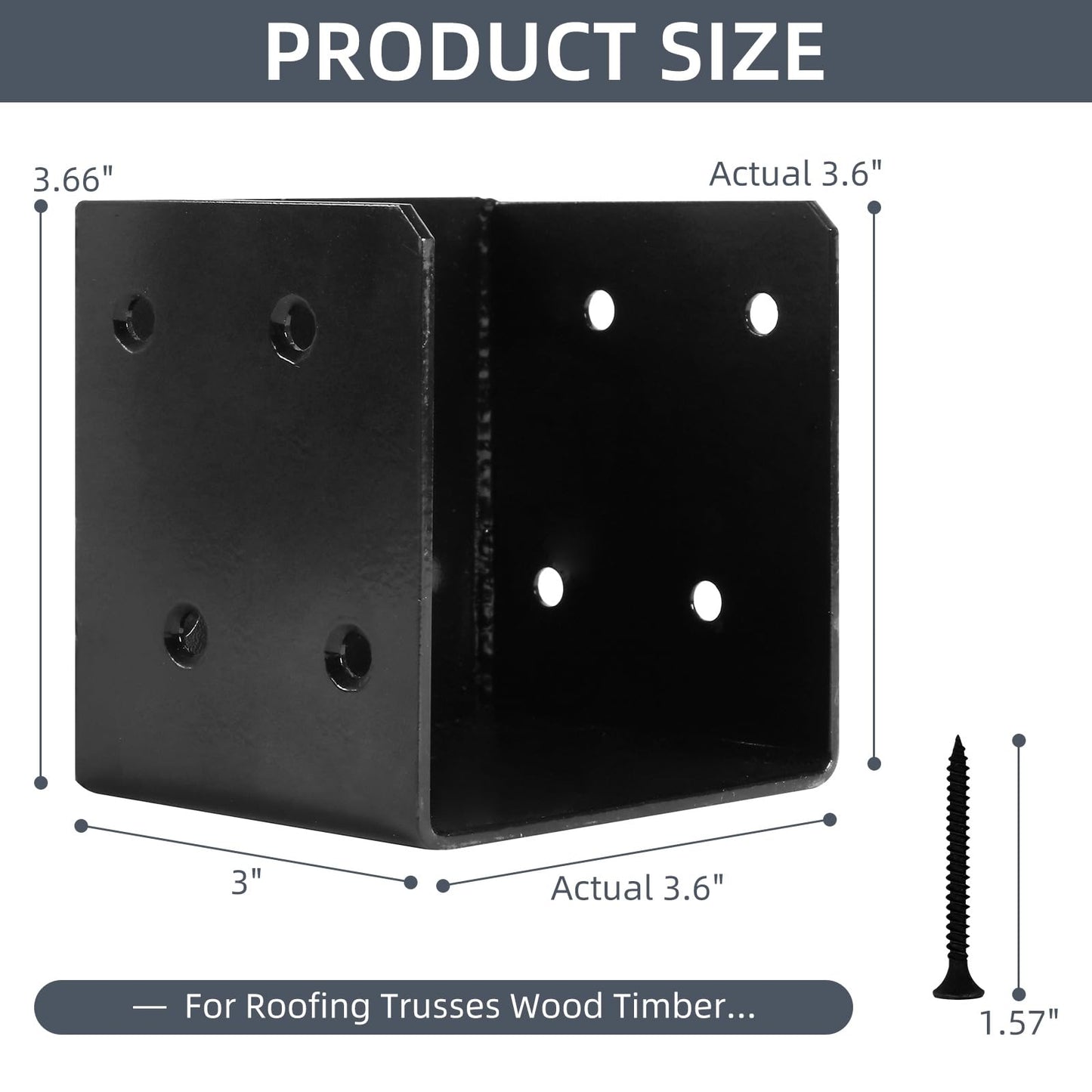 Rasugarlary Deck Railing Brackets Connectors for 4"x4", 4"x6" Railing Wood Post, Heavy Duty Mounting Joist Hanger Brackets with Screws, Black 8 Pcs