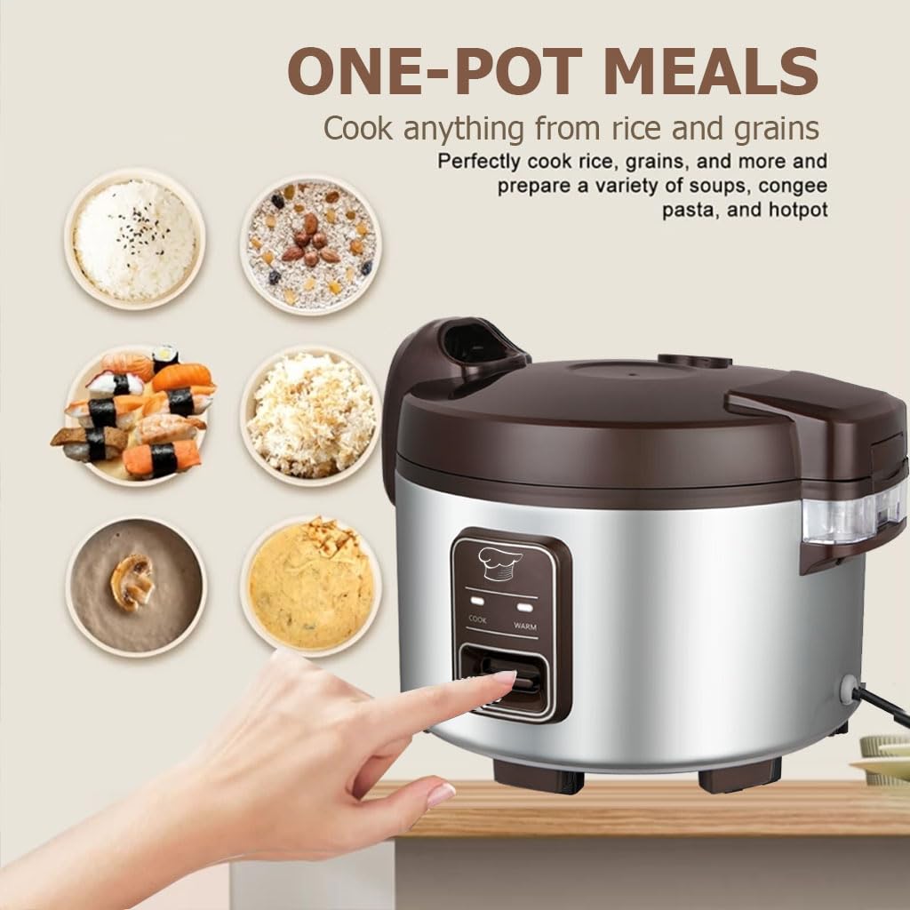 GOLREAN 15.8QT Large Commercial rice cooker 84 cups cooked / 32 cups uncooked rice Commercial Electiric Rice Warmer for 60-70 people, with One-Touch Operation