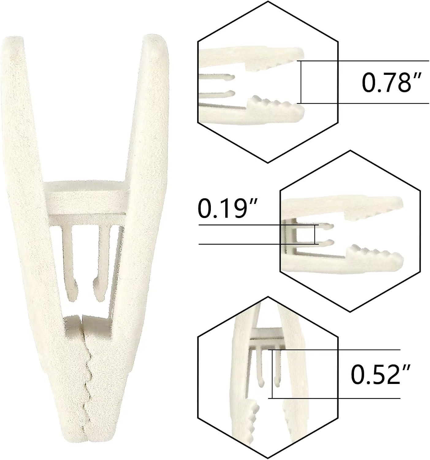 Tinfol Ivory Velvet Hanger Clips - 24 Pack Large Opening Clips for Slim-Line Clothes Hangers