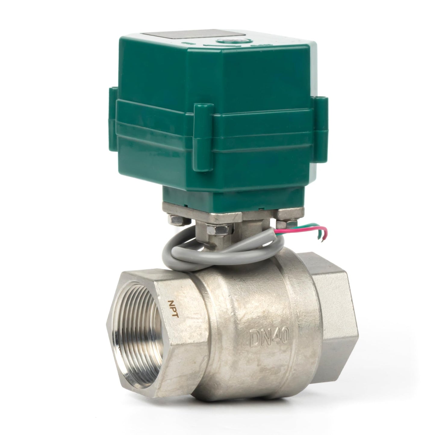 U.S. Solid 1-1/2” Motorized Ball Valve - NSF Certified 304SS Electric Ball Valve with Full Port, 9-24V AC/DC, 2-wire Auto Return, Normally Closed