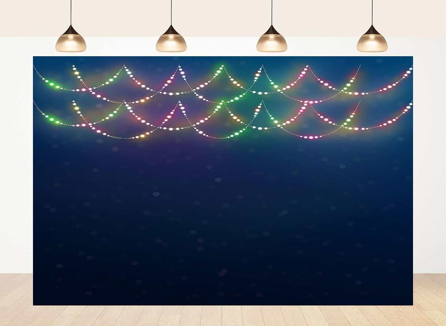 LidyMini 8x8ft Fabric Multicolor String Light Bokeh Backdrop Festive Glowing Night Scene Background Christmas Holiday