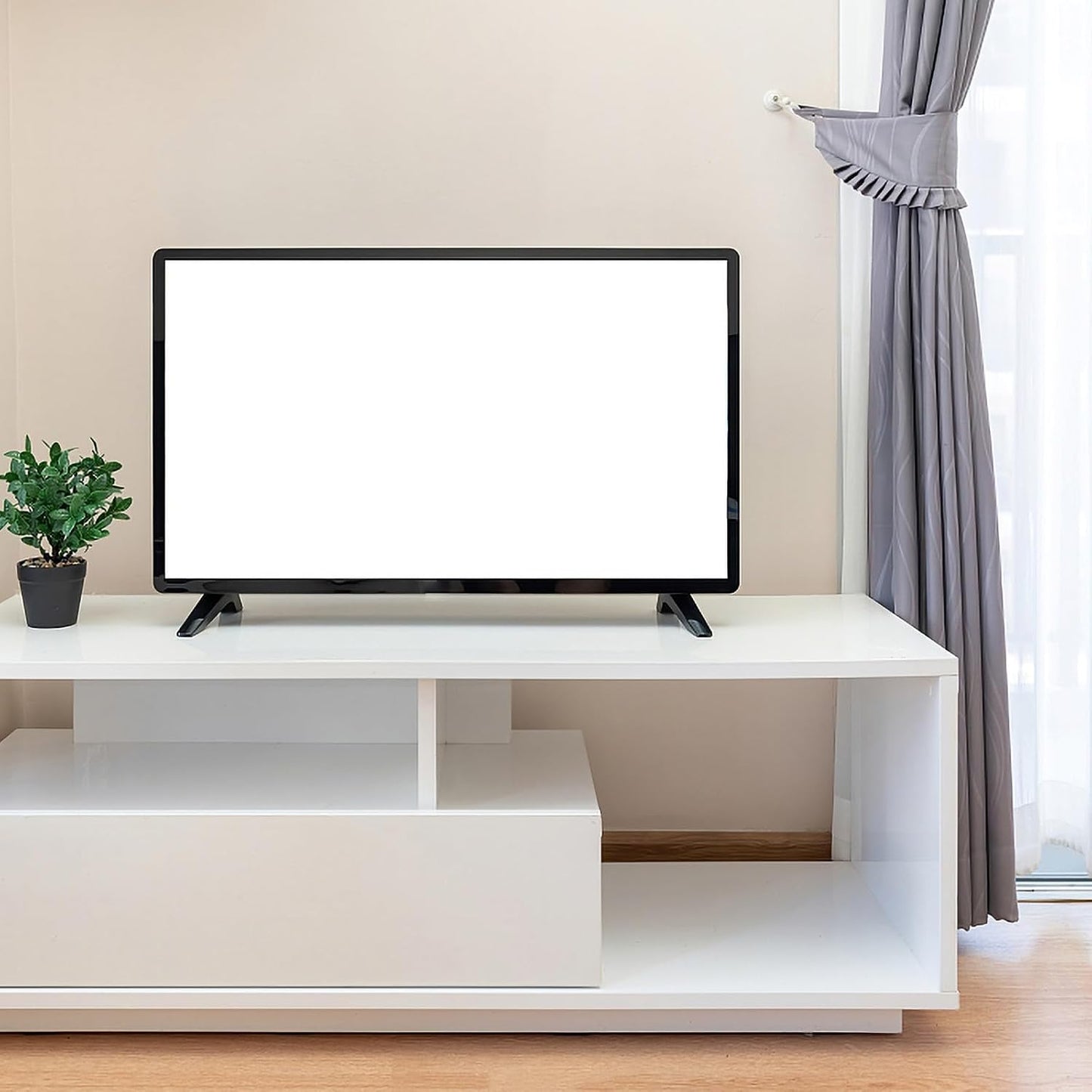SHINYPASING Tv Table Support Base Stand with Screws Black Non-Drill Desktop Holder Bracket for Flat Screen Tvs Suitable