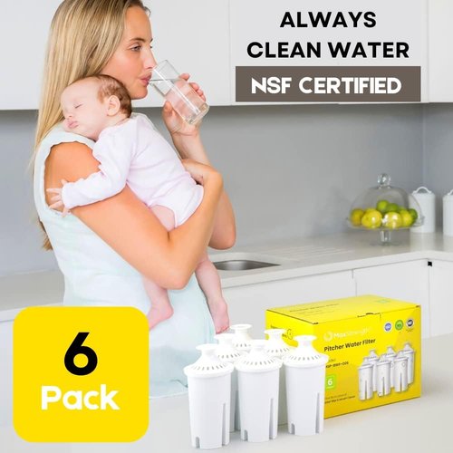 Max Strength Pro Water Filter - NSF Certified Replacement for Brita® & Mavea® Pitchers | 6 Count
