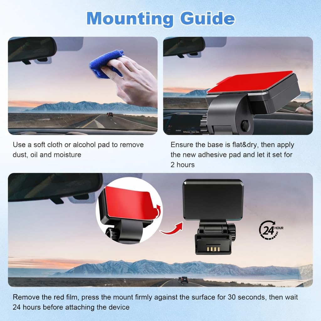 Yanfini 4-Pack (1.61 1 Heavy-Duty Adhesive Pads, Compatible with REDTIGER Dash Cam Mounts, Secure Windshield Bond